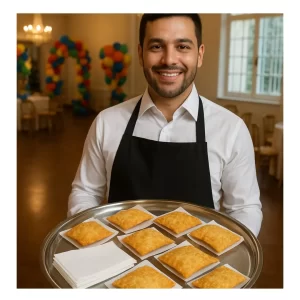 Barraquinha de pastel em festa infantil em São Paulo com montagem completa no local atendimento profissional da Festas Laura Show Gourmet ideal para aniversários confraternizações infantis e eventos familiares em bairros como Higienópolis Vila Mascote e Tatuapé