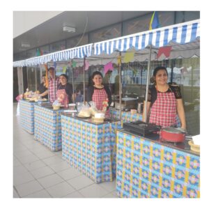 festa junina condomínio pioneira SP equipe especializada montagem completa cardápio variado barrquinhas gourmet doces salgados pipoca atendimento profissional